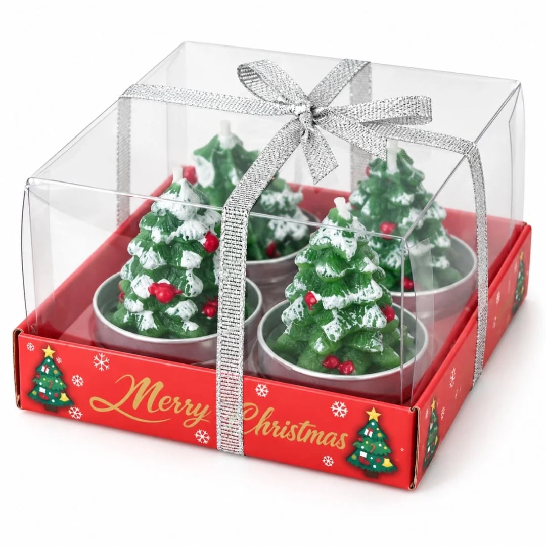 Velas Navideñas con forma de arbol 6 cm — Pack x 4