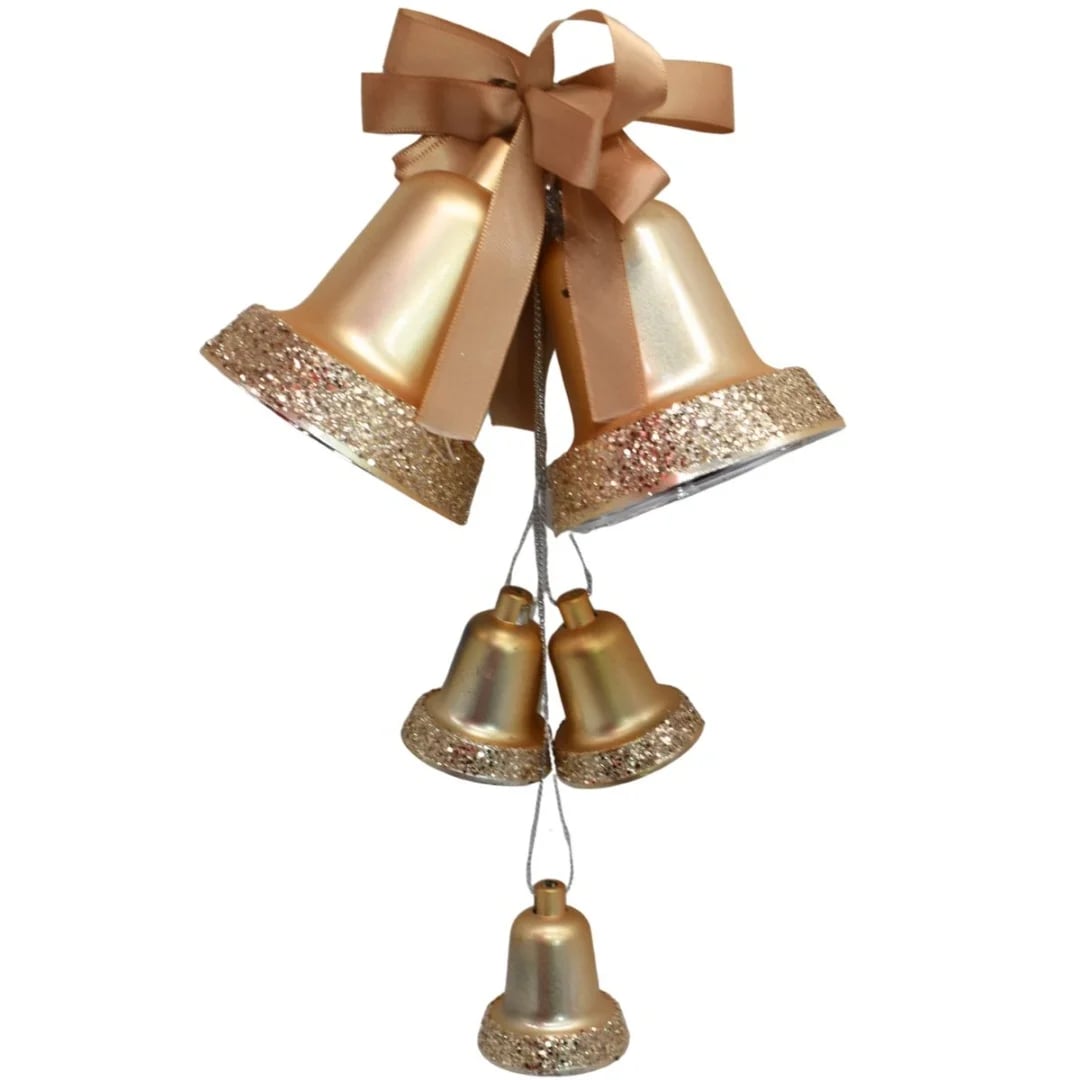 Adorno colgante navideño campanas 30 × 16 cm dorado