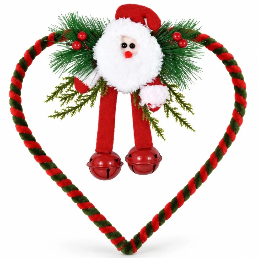 Adorno Navideño colgante corazón 26 cm rojo, verde y blanco
