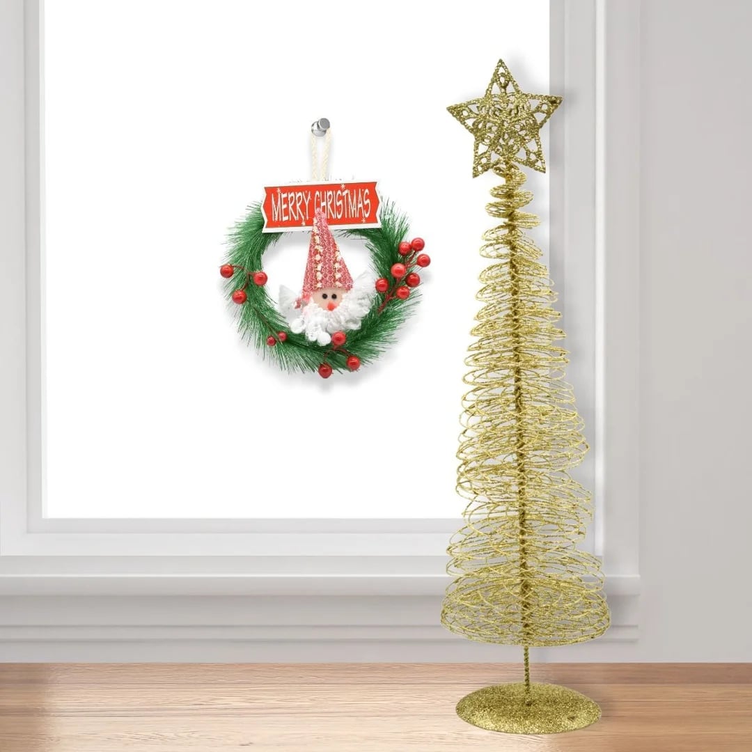 Mini árbol navideño portátil de metal 34 × 8,5 cm