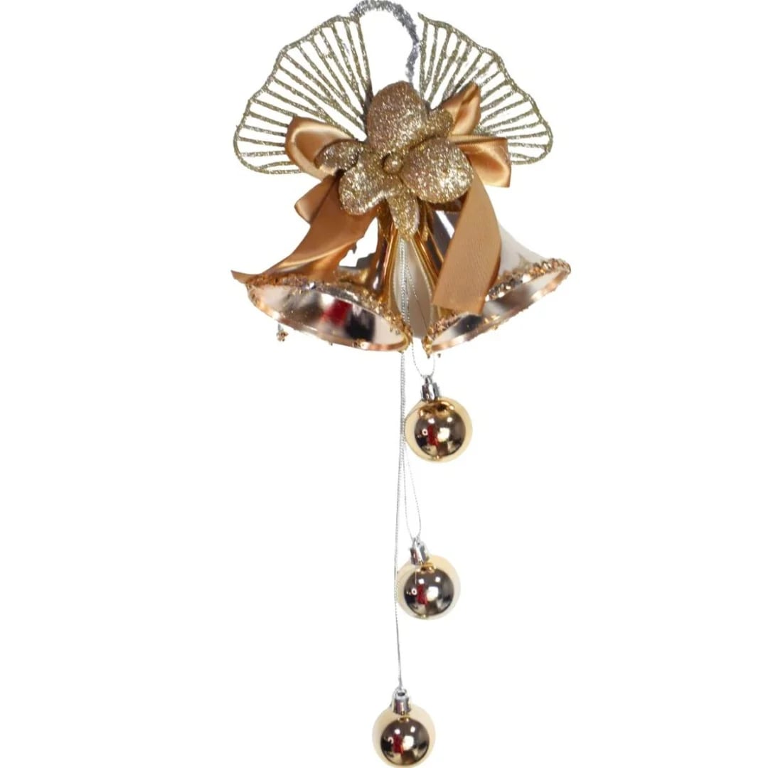 Adorno colgante navideño campanas 40 × 17 cm dorado