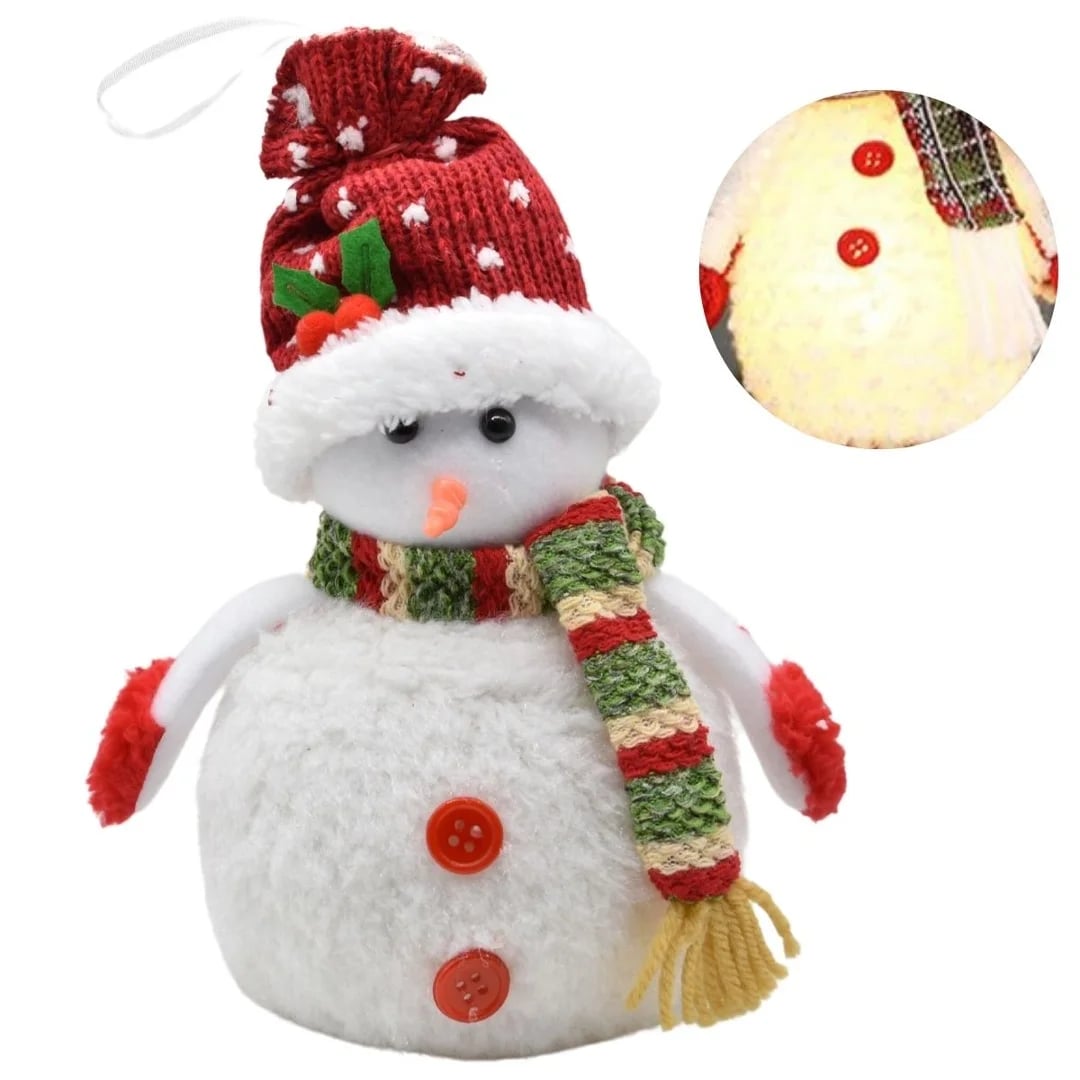 Adorno de Navidad muñeco de nieve con luz 21 × 10 cm