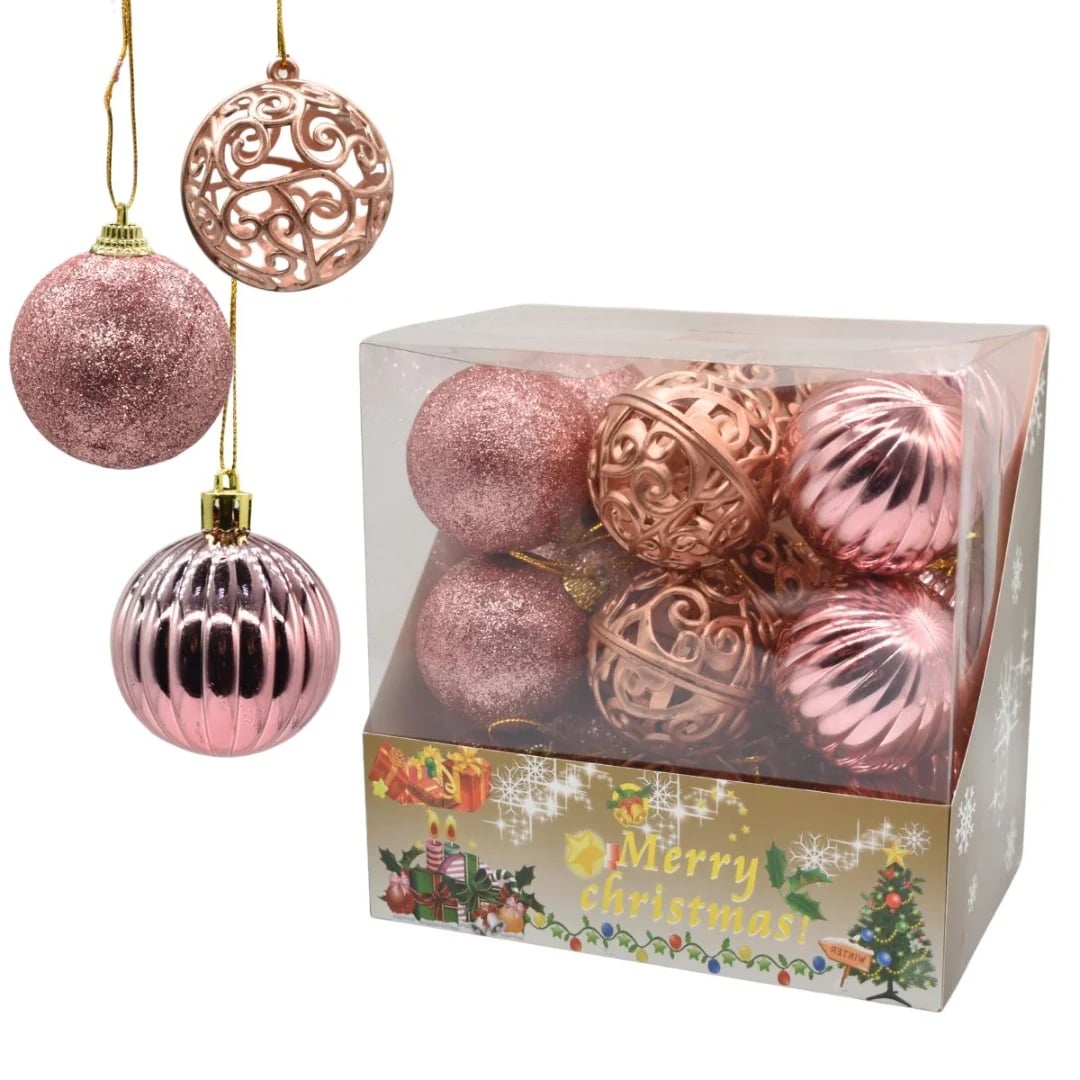 Bolas de Navidad 5 cm rosa gold — Pack x 18
