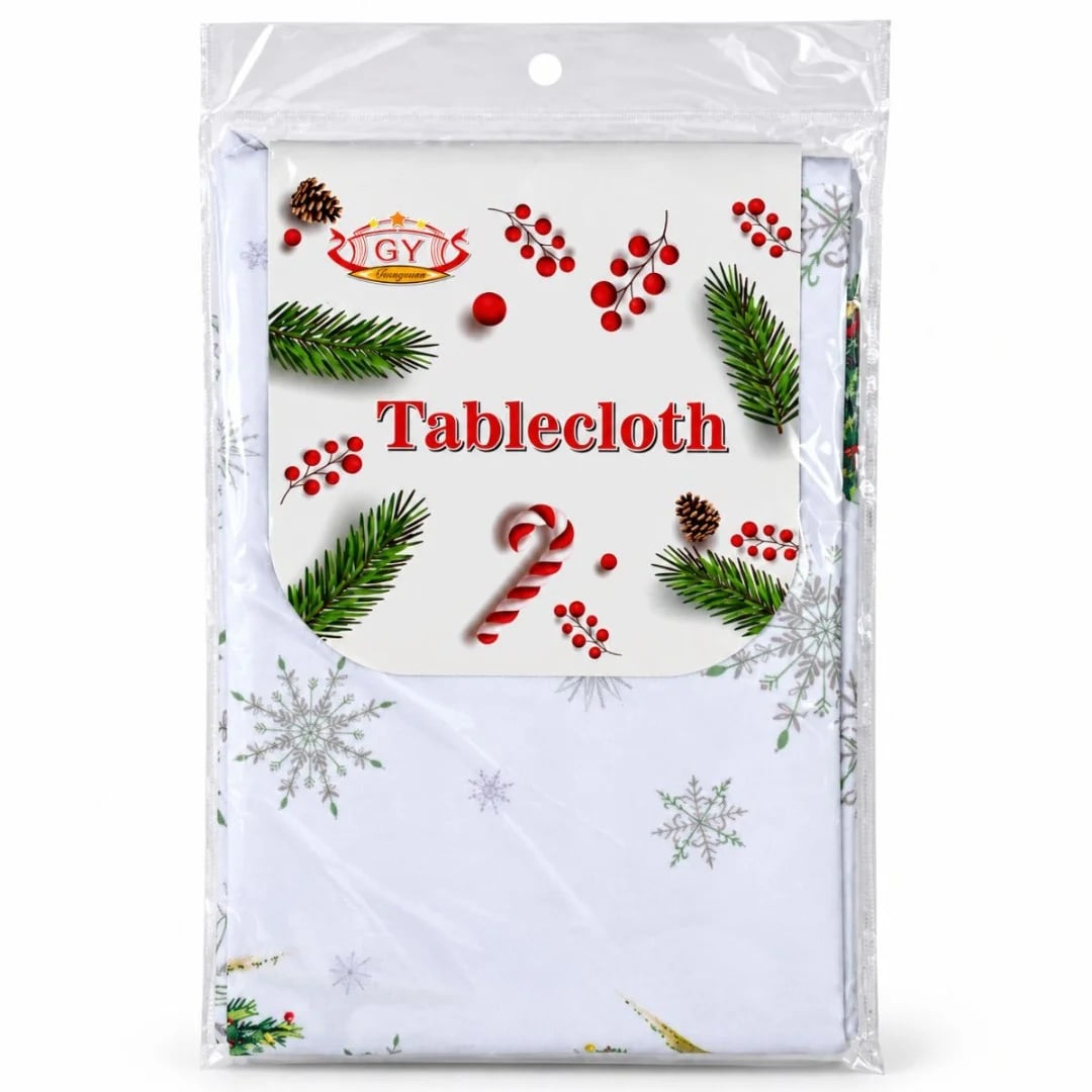 Mantel Navideño blanco redondo 120 cm