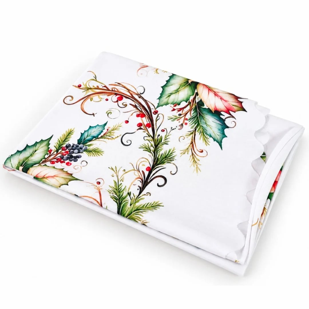 Mantel Navideño blanco rectangular 150 × 180 cm