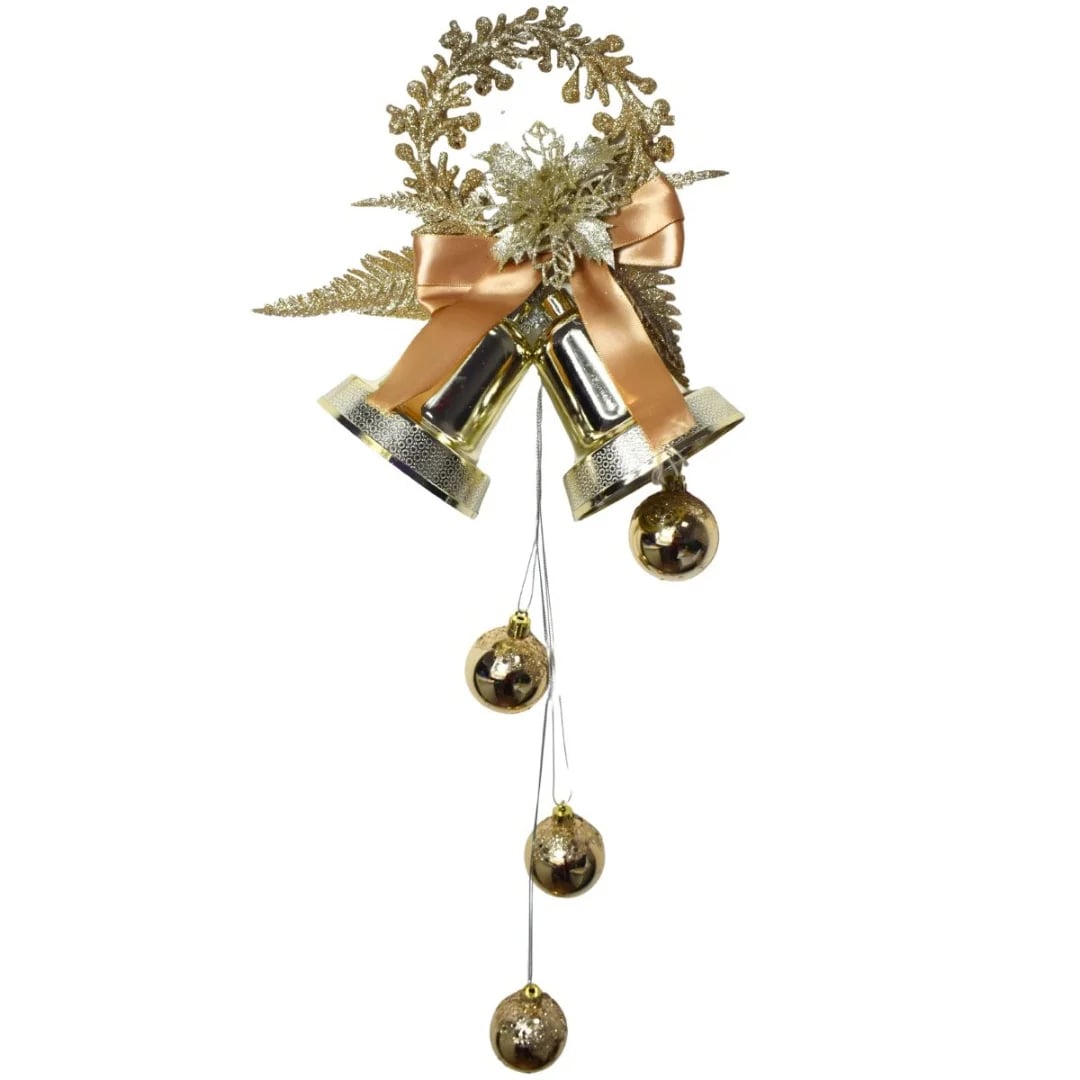 Adorno colgante navideño campanas 60 × 20 cm dorado
