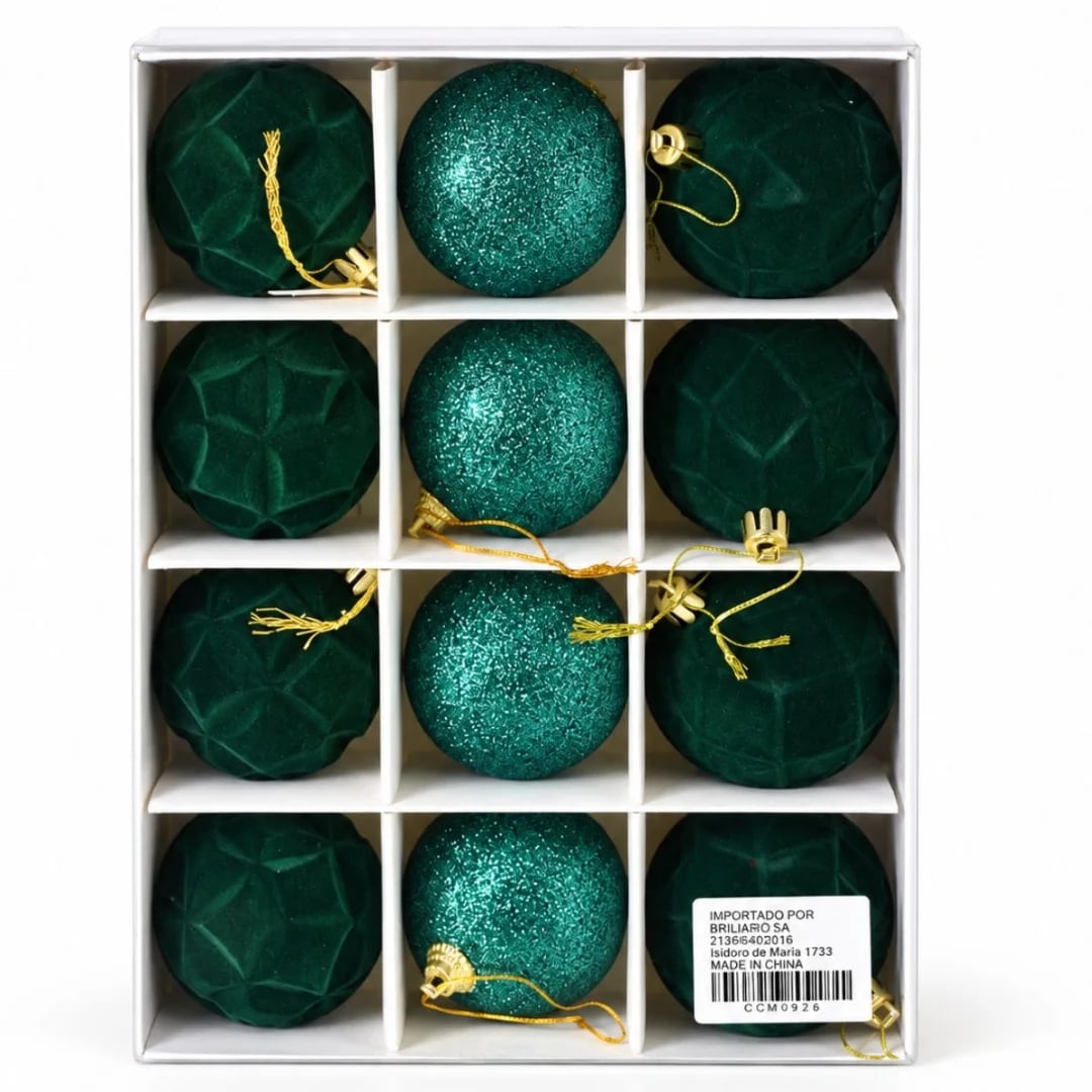Bolas de Navidad verde 6 cm — Pack x 12
