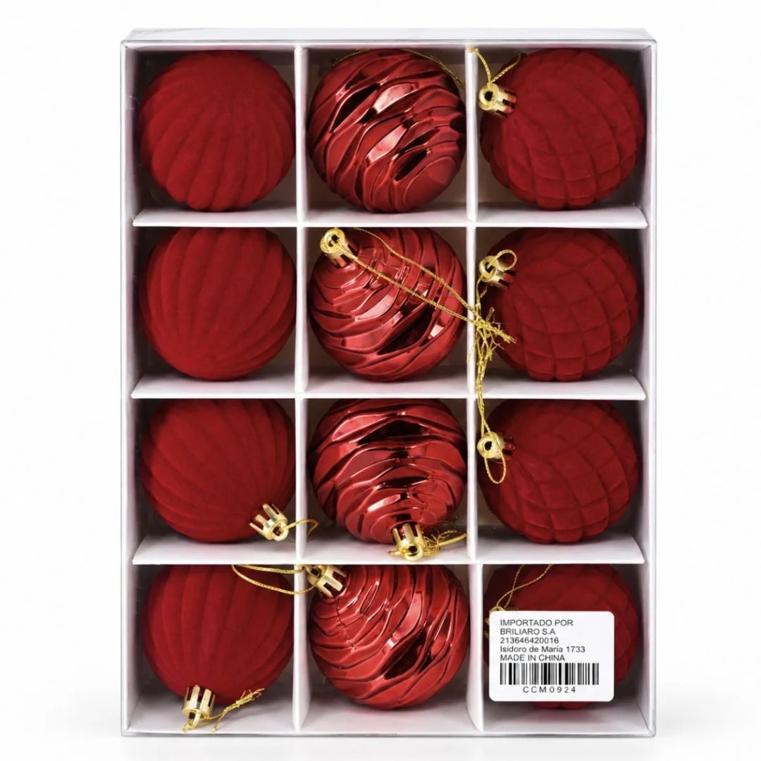 Bolas de Navidad roja 6 cm — Pack x 12