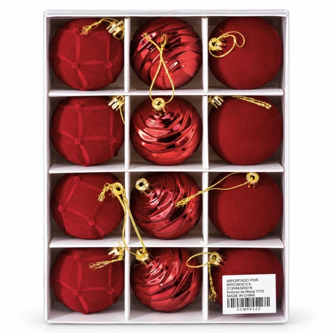 Bolas de Navidad roja 6 cm — Pack x 12