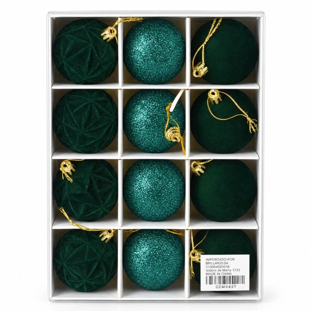 Bolas de Navidad verde 6 cm — Pack x 12