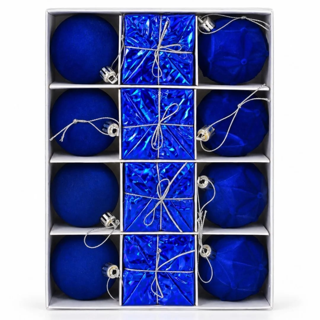 Bolas y adornos de Navidad azul 6 cm — Pack x 12