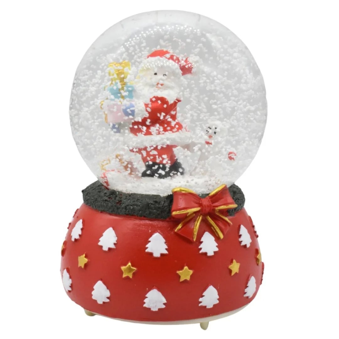 Bola de cristal navideña con luz y sonido 14 × 8 cm