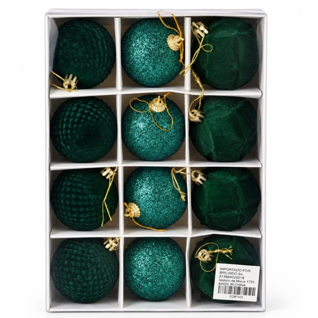 Bolas de Navidad verde 6 cm — Pack x 12