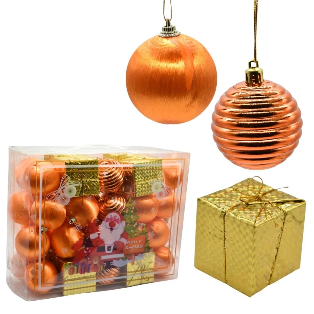 Bolas y adornos de Navidad naranja 6 cm — Pack x 40