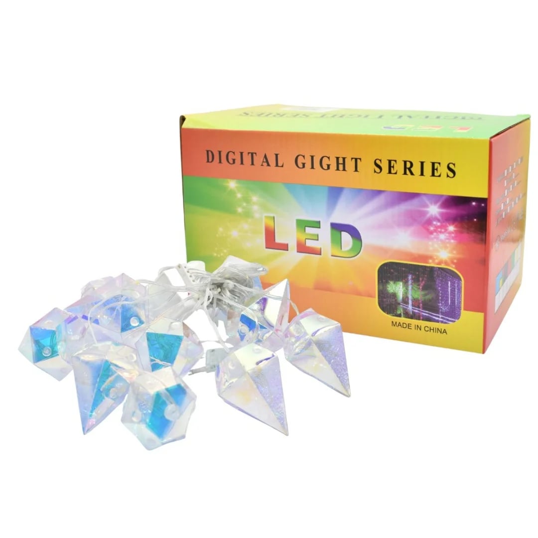 Cortina de luz LED con rombos 3 mts cálida