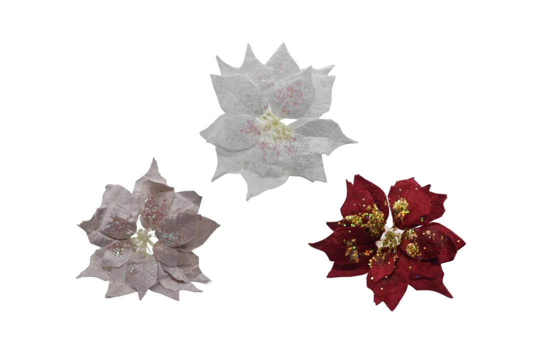Flores artificiales 22 cm rosa, rojo, blanco — Pack x 12