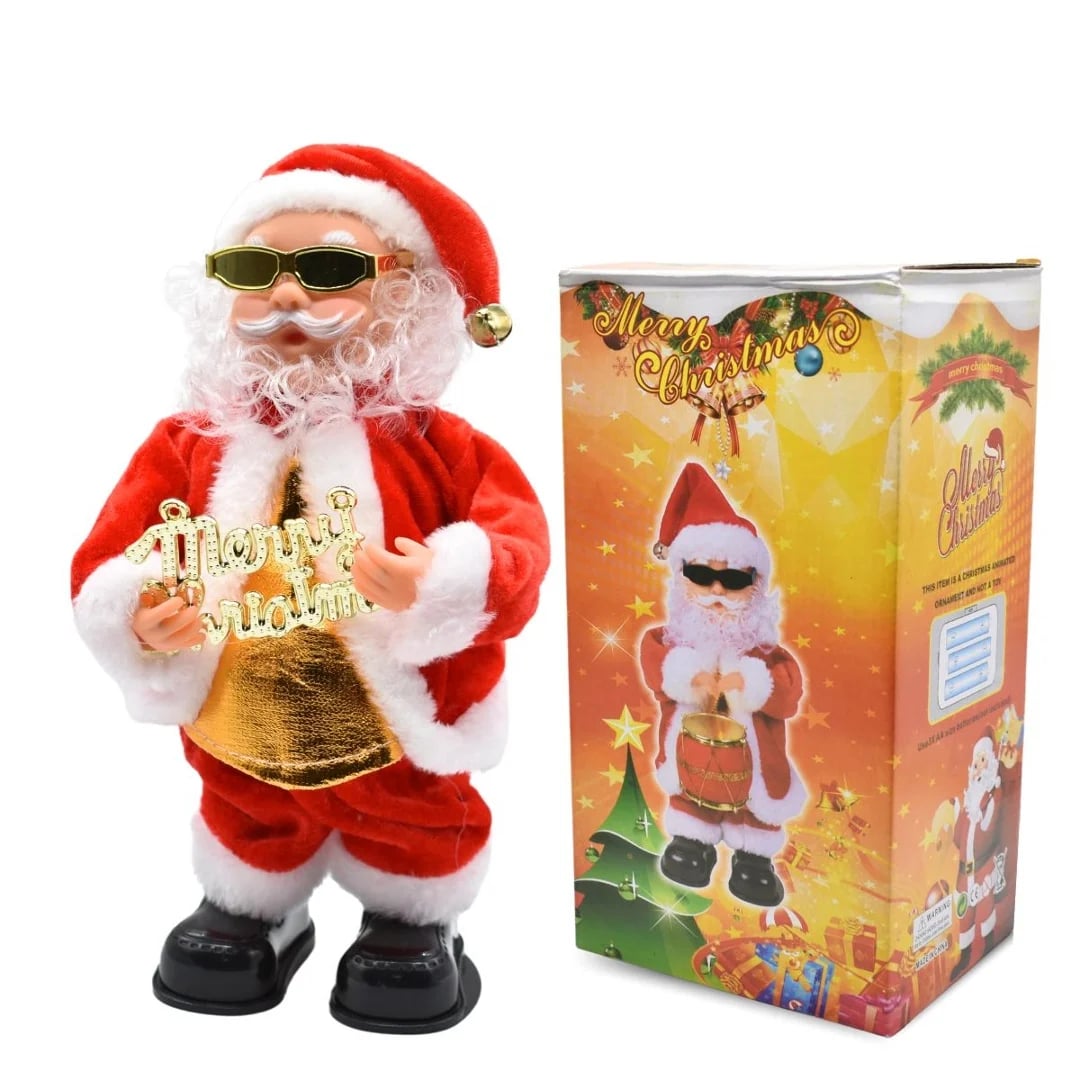 Papá Noel de lentes con sonido y movimiento 27 × 10 cm