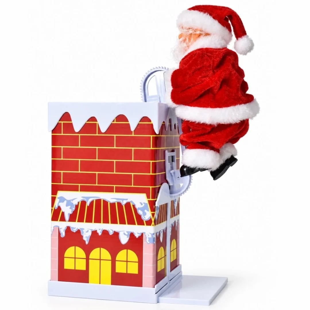 Papá Noel con chimenea sonido y movimiento