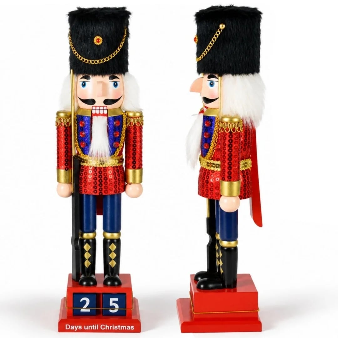 Cascanueces Navideño de madera con calendario 38 cm