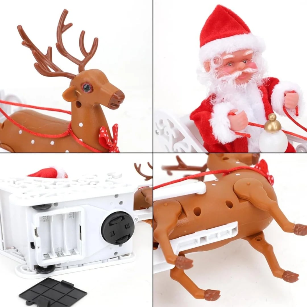 Papá Noel en trineo con luz sonido y movimientos