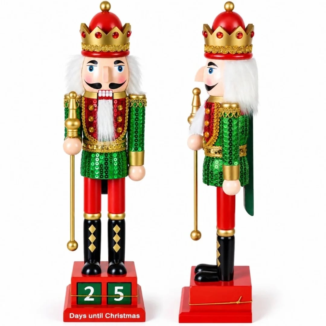 Cascanueces Navideño de madera con calendario 38 cm
