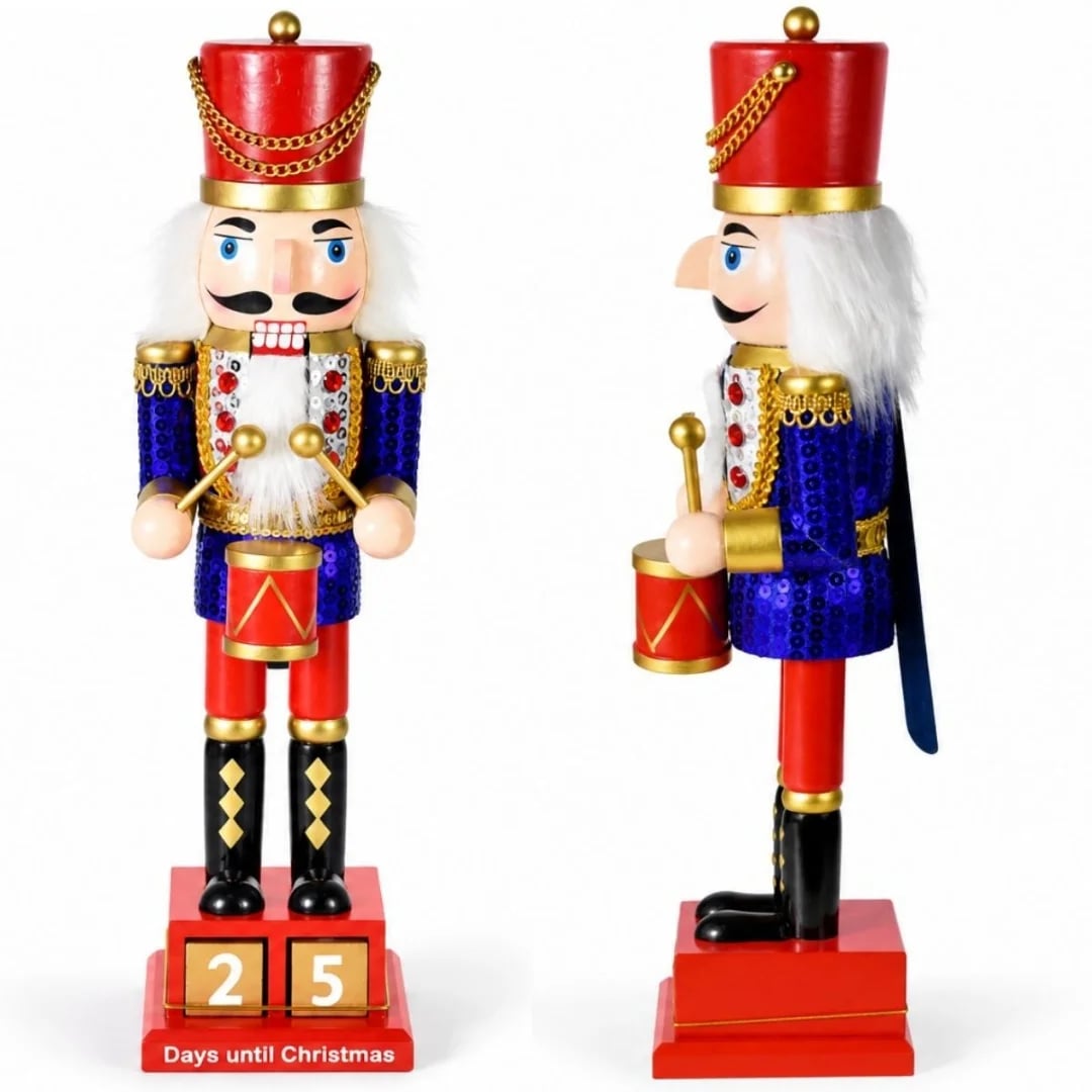 Cascanueces Navideño de madera con calendario 38 cm