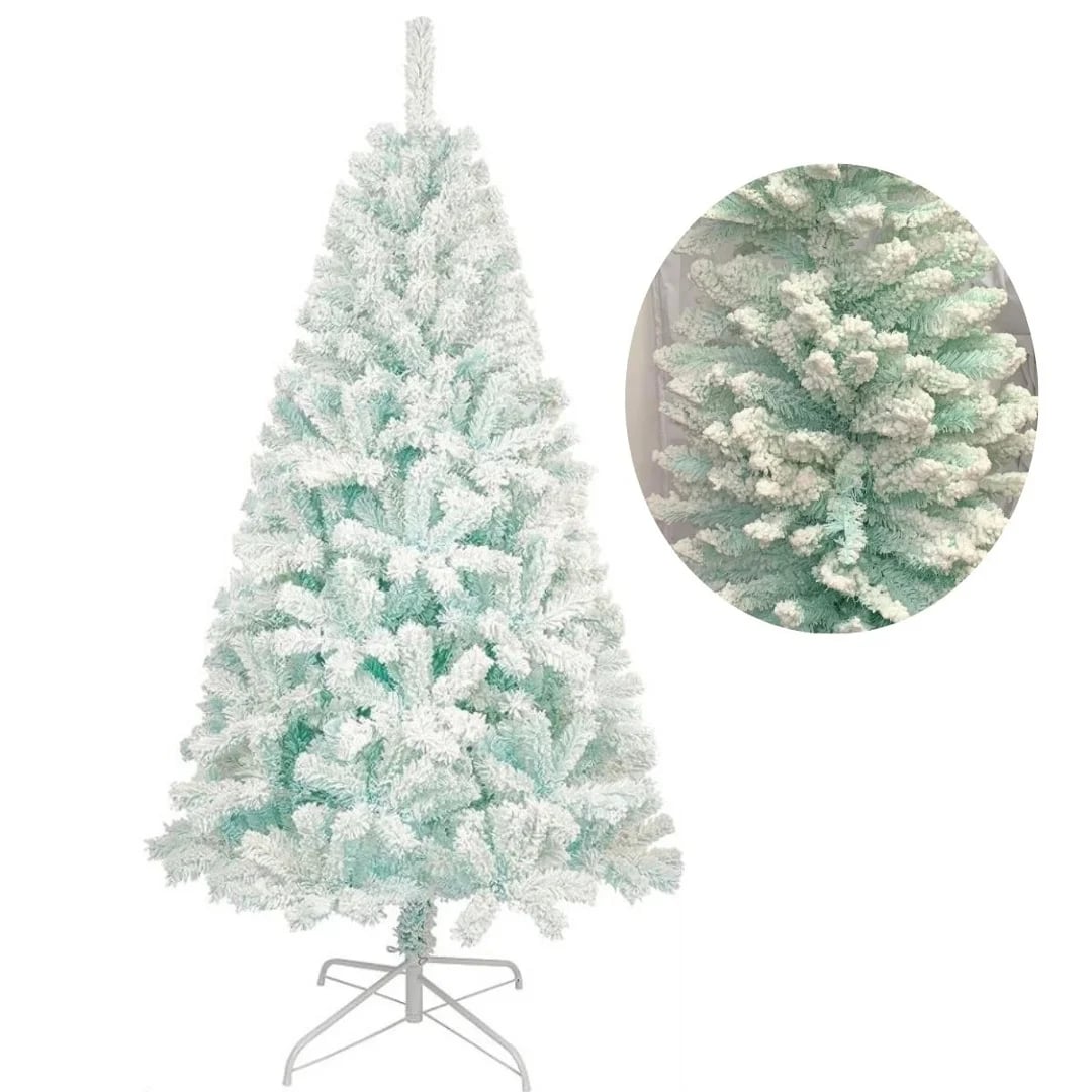 Árbol de Navidad verde pastel nevado 210 cm