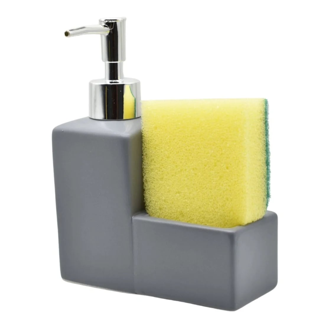 Dispensador de cerámica gris con esponja 200 ml