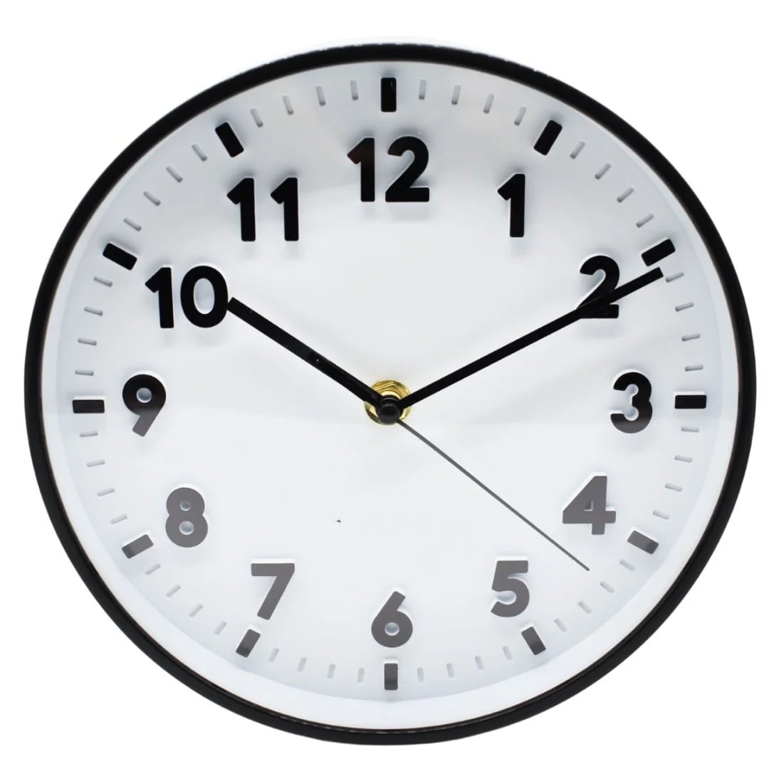 Reloj de pared redondo 19 cm negro