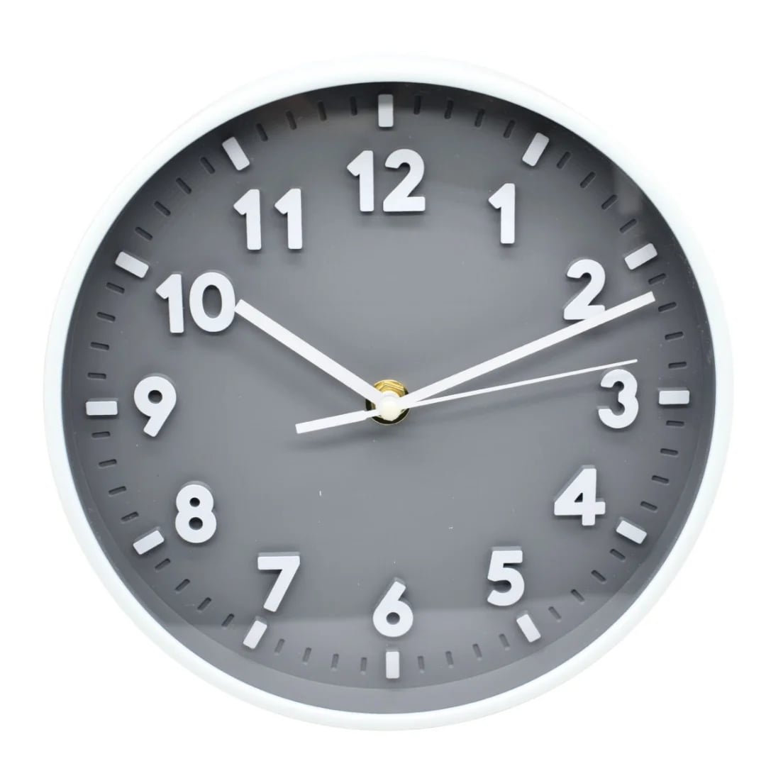 Reloj de pared redondo 19 cm gris