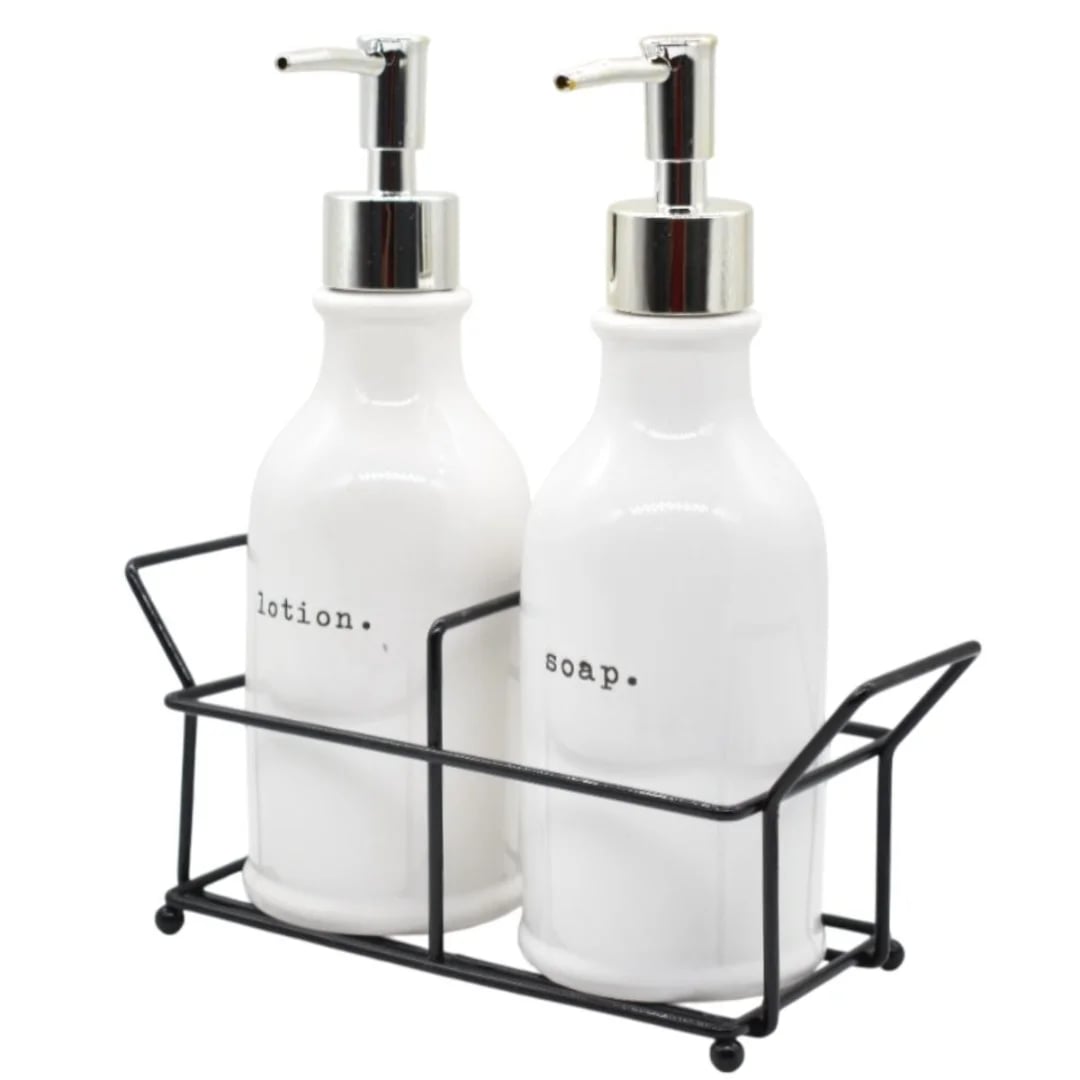 Juego de dispensadores de jabón de cerámica 350 ml