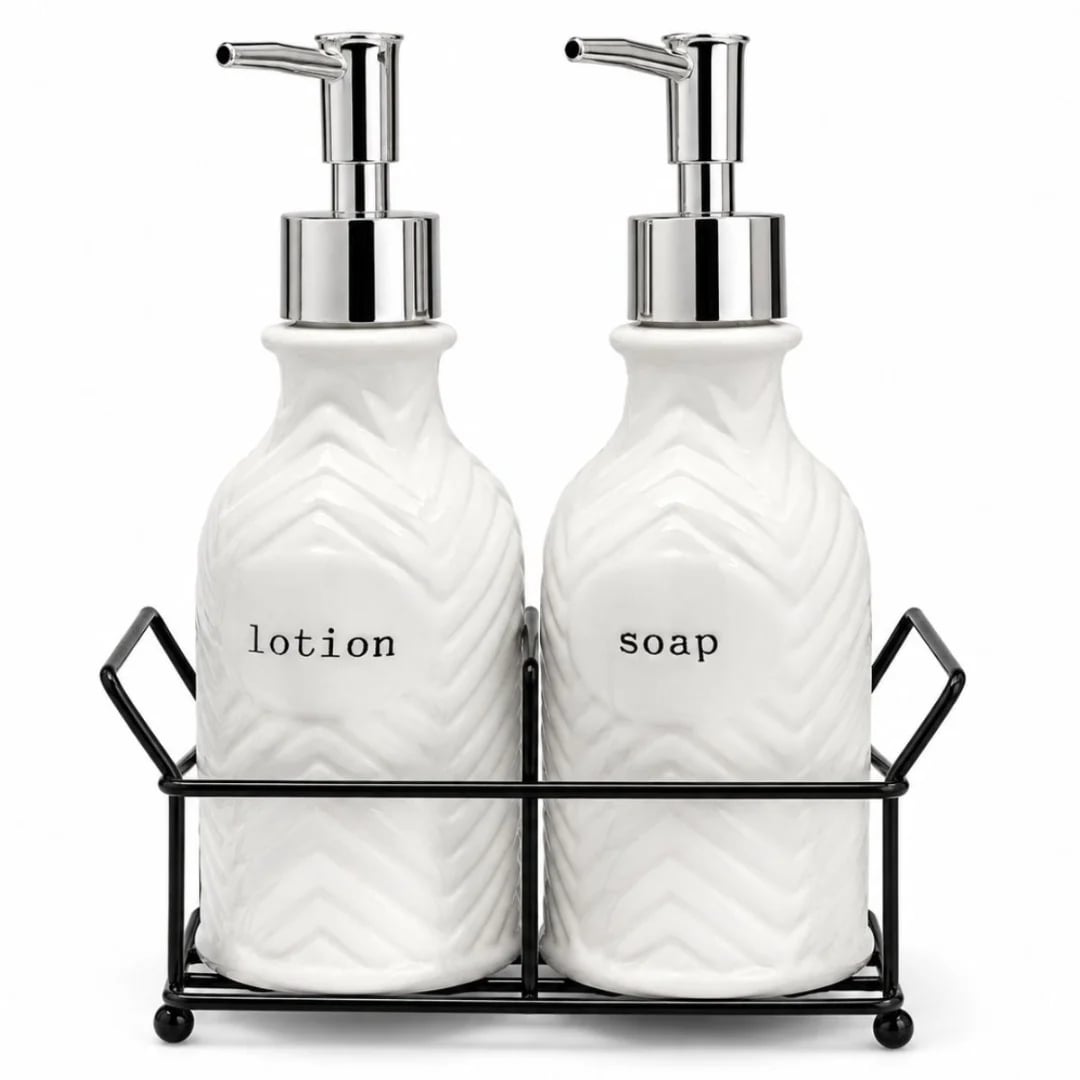 Juego de dispensadores de jabón de cerámica 350 ml