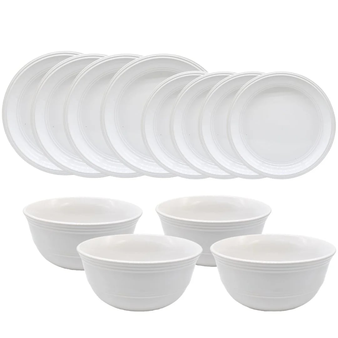 Set de vajilla de cerámica 12 piezas blanco