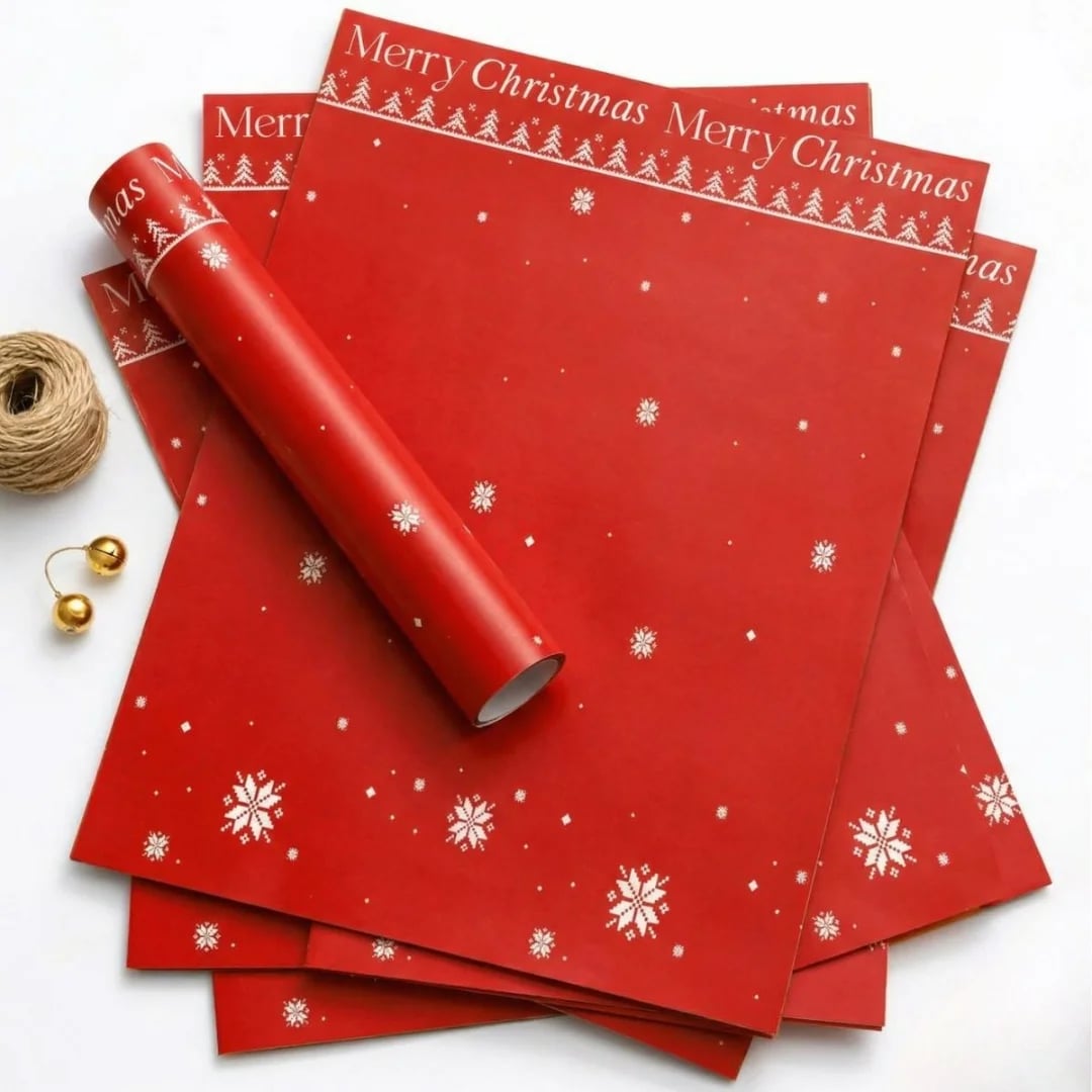 Papel de regalo navideño 20 unidades rojo