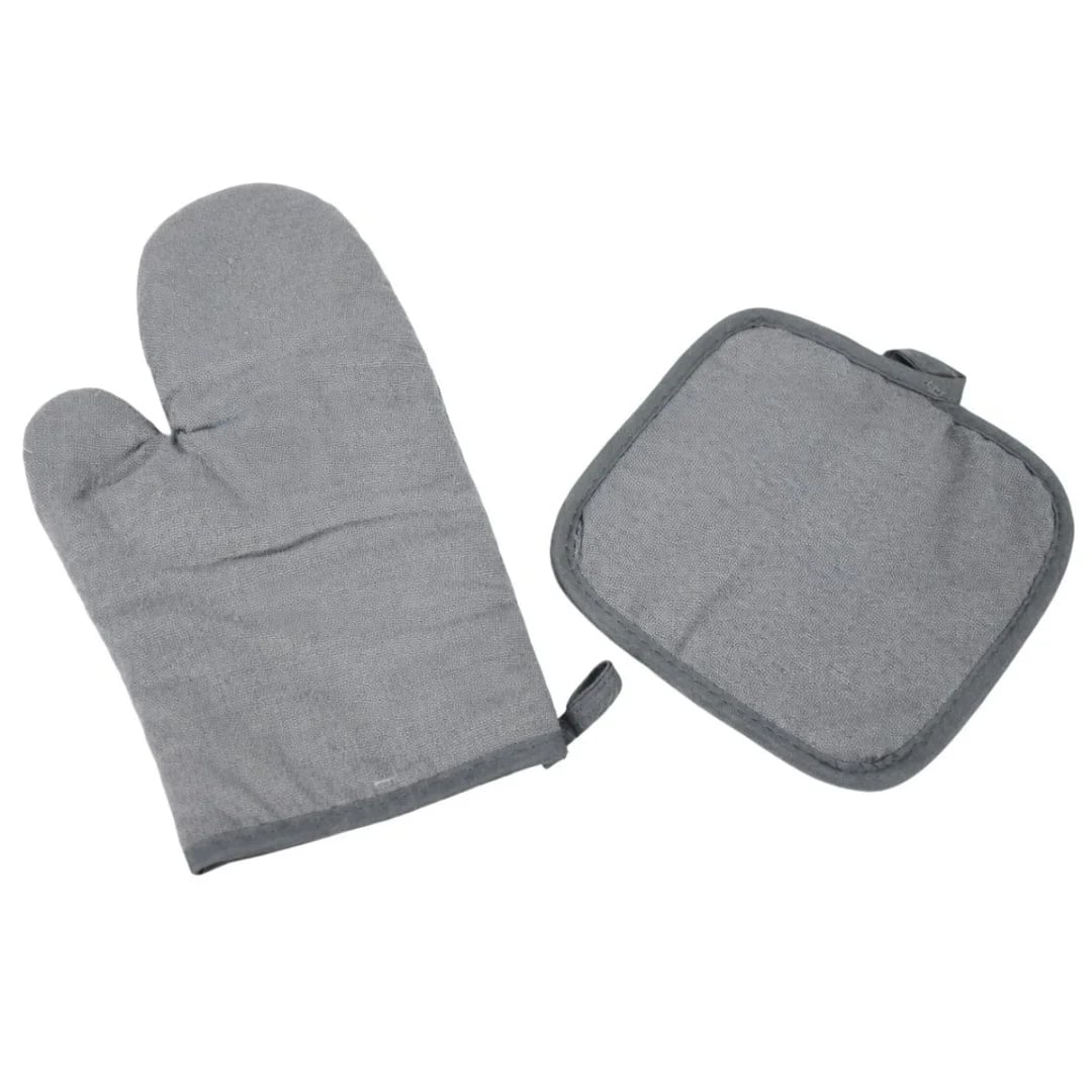 Set de manopla y agarradera de cocina gris