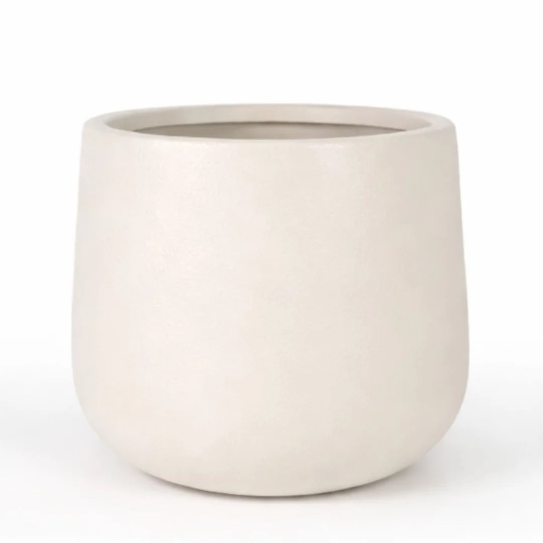 Maceta texturizada crema de 28 × 30 cm