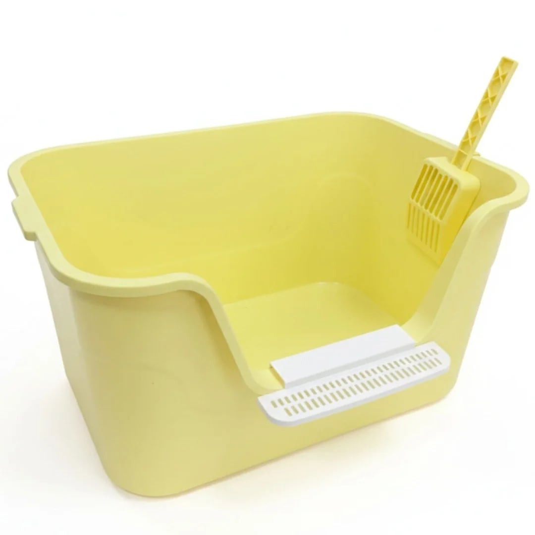 Arenero alto para gato con pala amarillo 63 × 44 × 33 cm