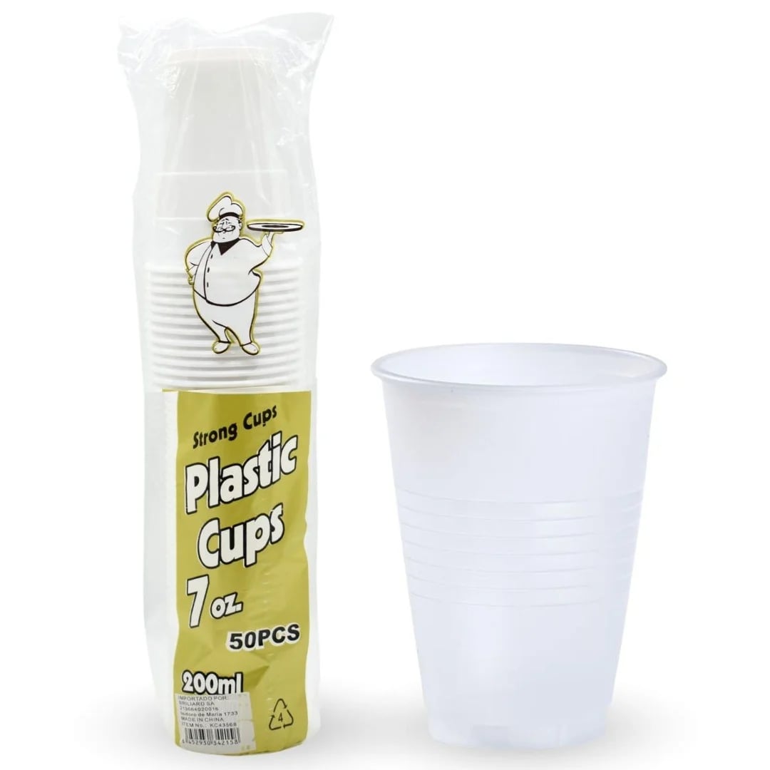 Vaso descartable blanco 200 ml — Pack x 50