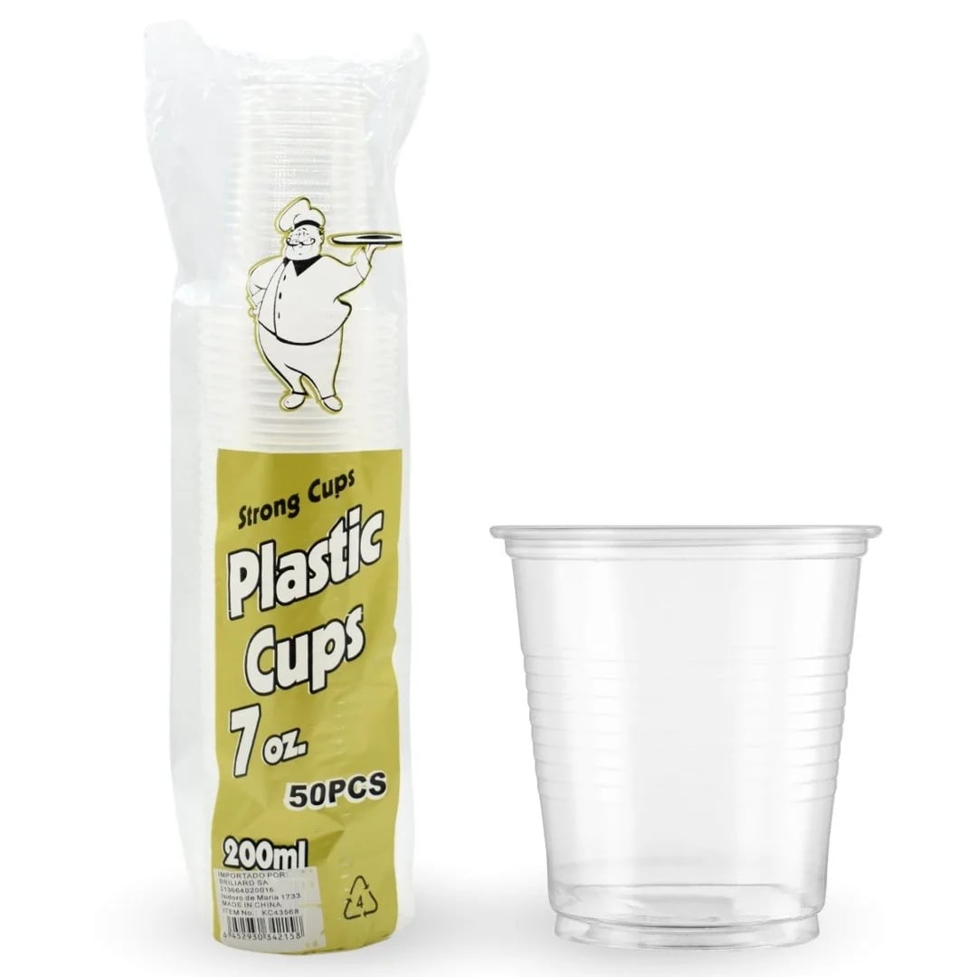 Vaso descartable transparente 200 ml — Pack x 50