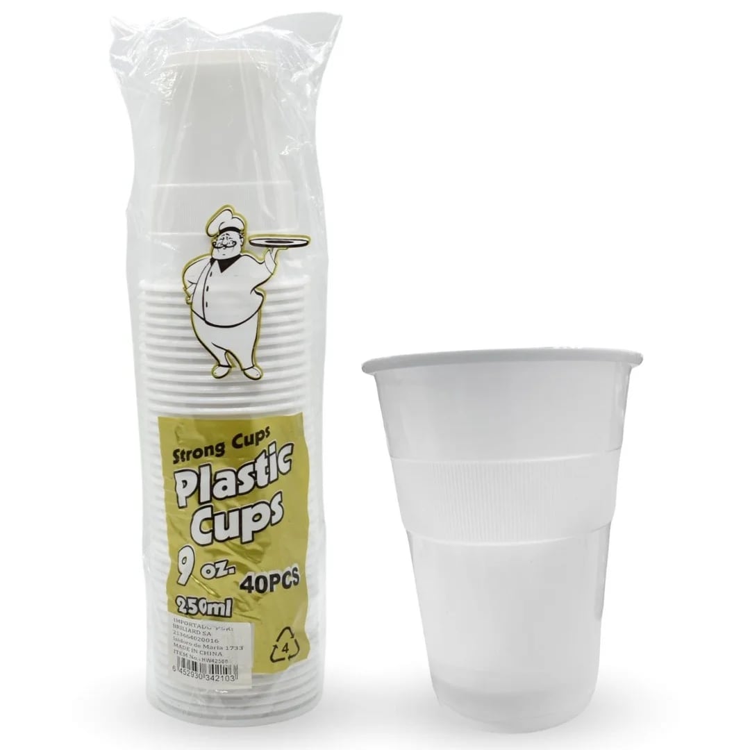 Vaso descartable blanco 250 ml — Pack x 40