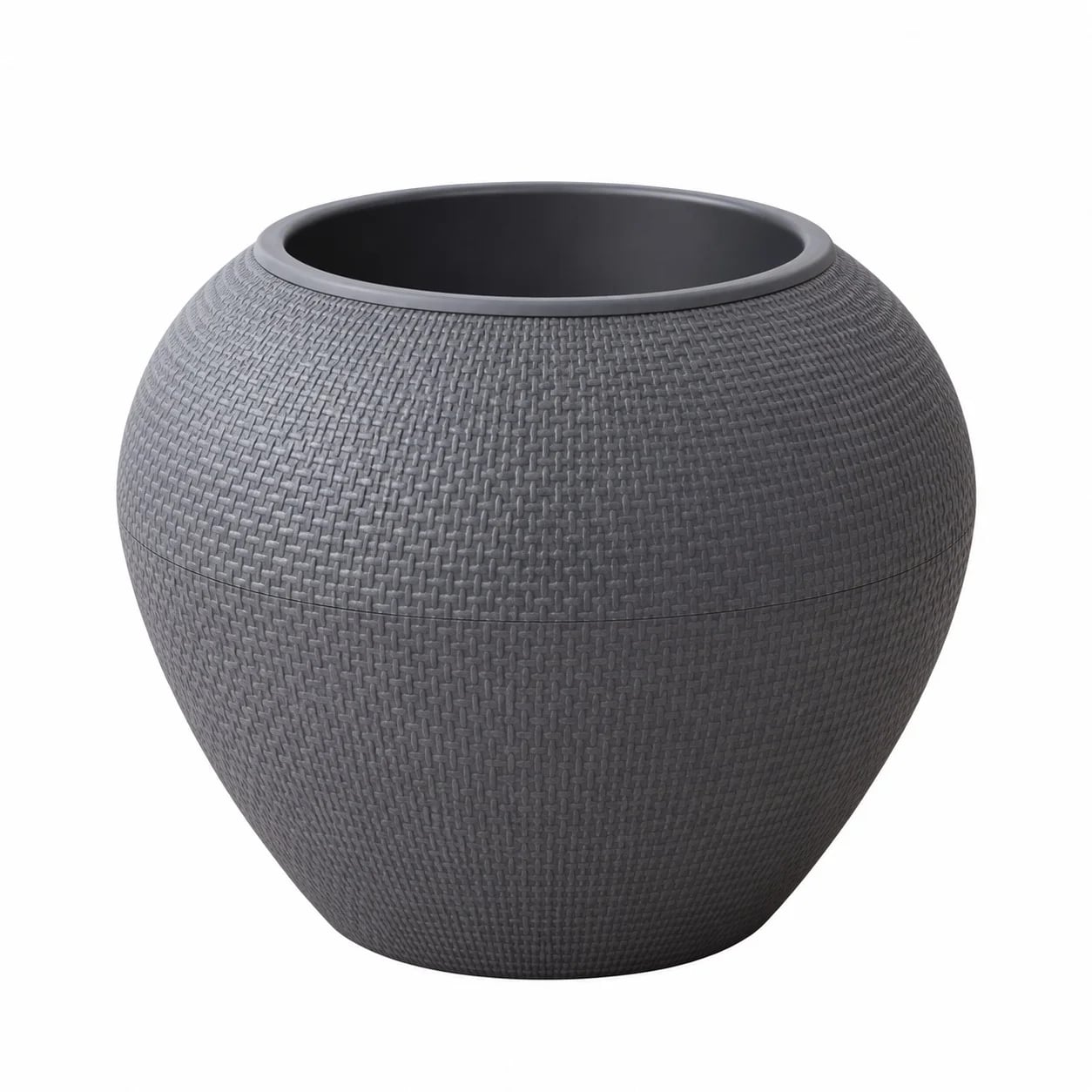 Maceta plástica gris con base de drenaje