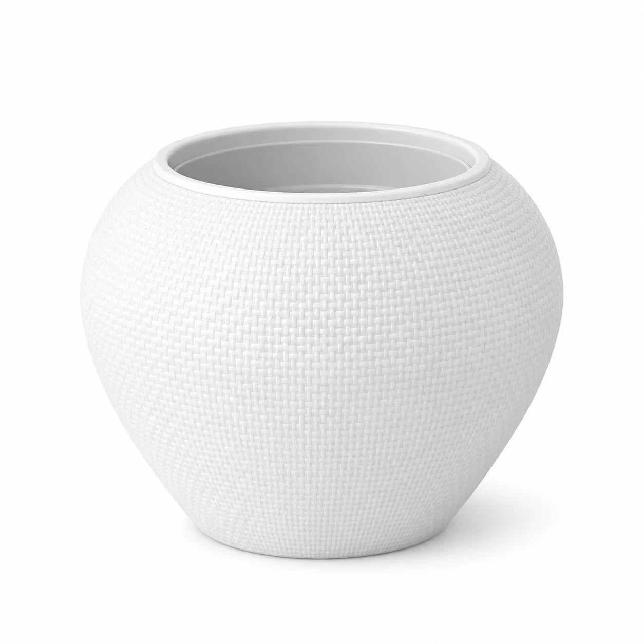 Maceta plástica blanca con base de drenaje