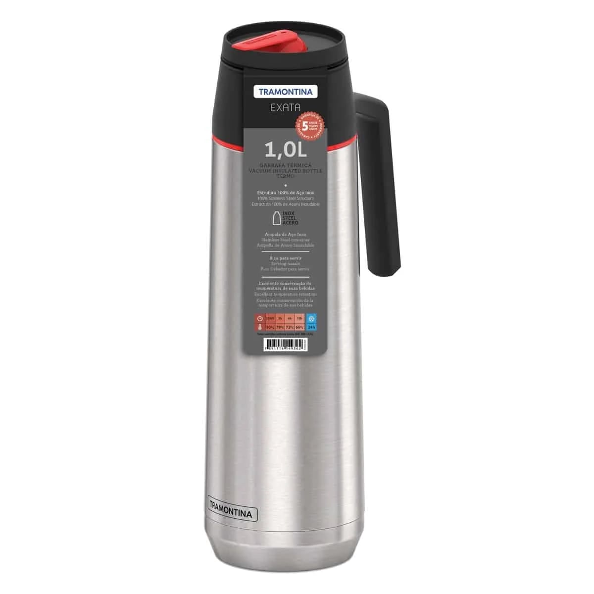 Termo de acero inoxidable con ampolla de acero Tramontina Exata 1 L