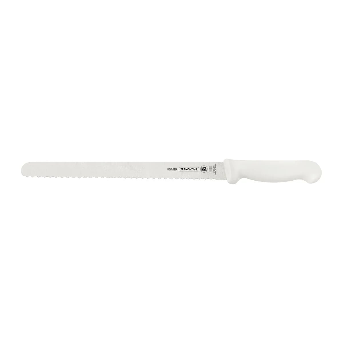 Cuchillo para pan y fiambres Tramontina Profissional Master de acero inoxidable 12 pulgadas con mango blanco