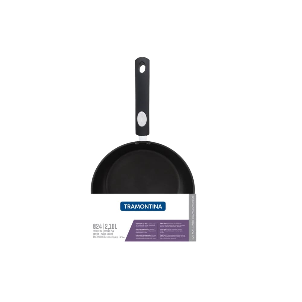 Sartén antiadherente de acero inoxidable Tramontina Solar Silicone triple fondo e inducción 24 cm 2.1 L