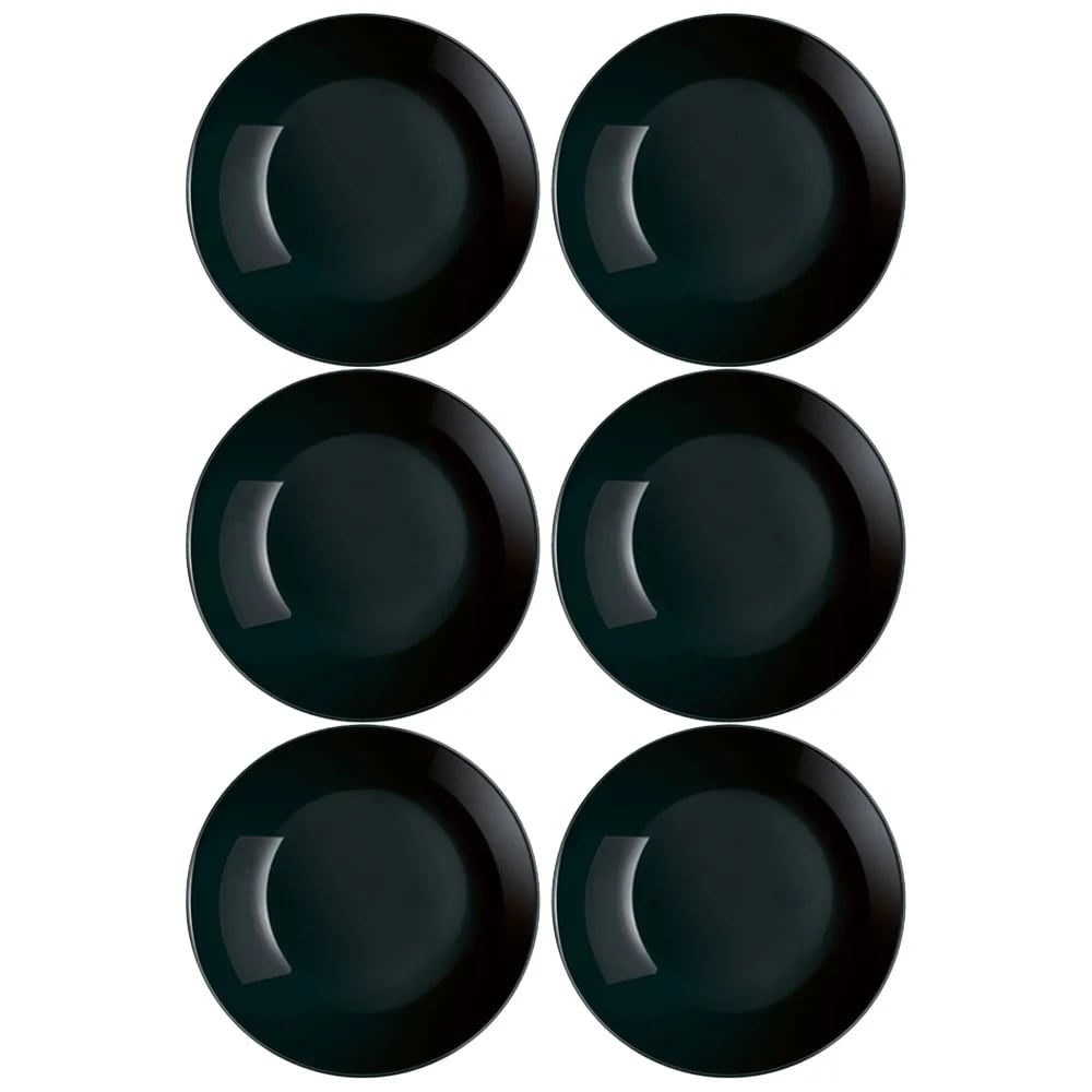 Plato Hondo Vidrio 20 Cm Luminarc Negro Diwali X6 Unid