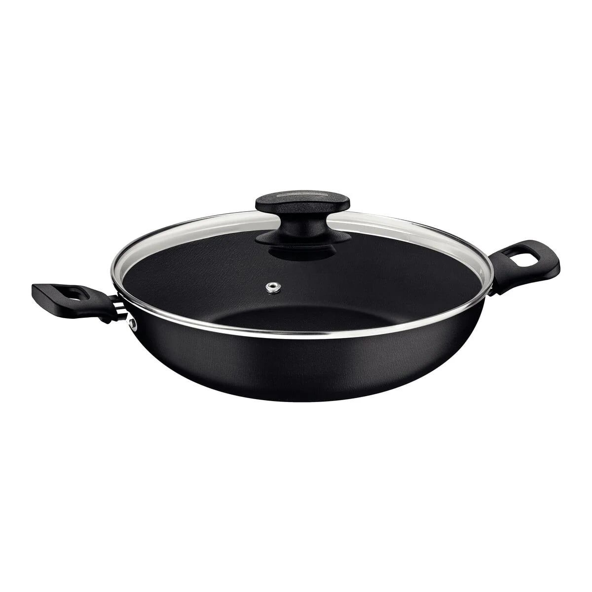 Wok con tapa de vidrio Tramontina Loreto antiadherente 28 cm 3.3 L grafito