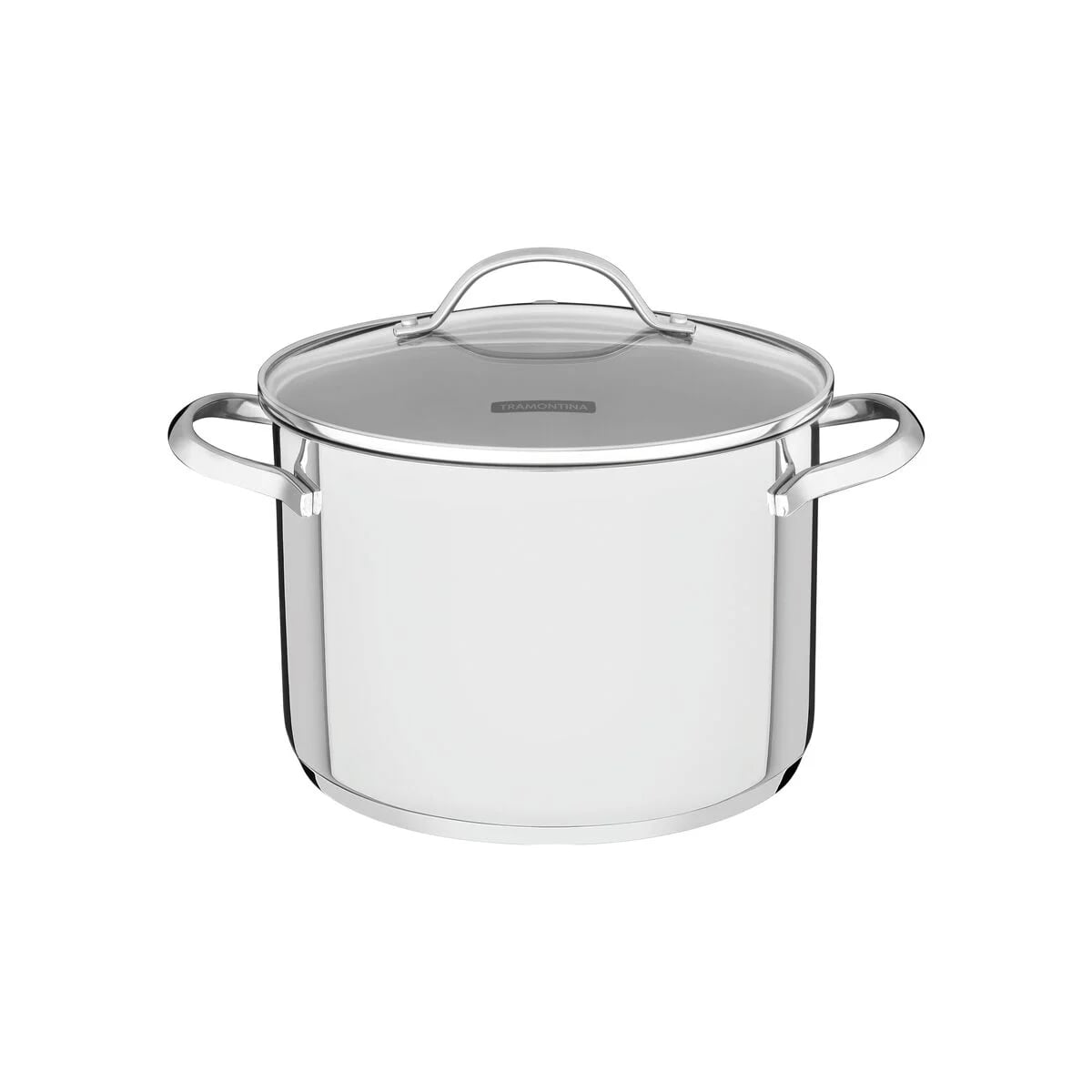 Olla alta con tapa de vidrio Tramontina Una de acero inoxidable triple fondo 20 cm 4.6 L para inducción