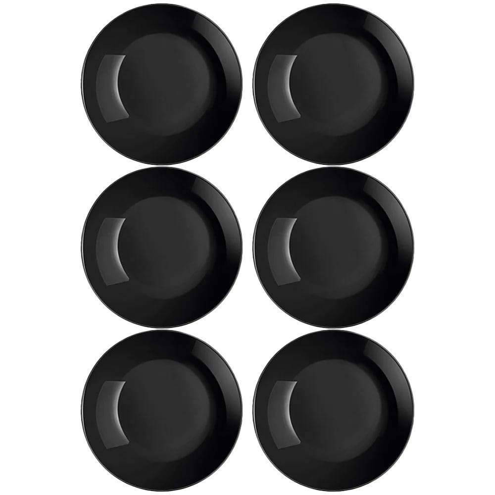 Plato Llano Vidrio 25 Cm Luminarc Negro Diwali X6 Unid