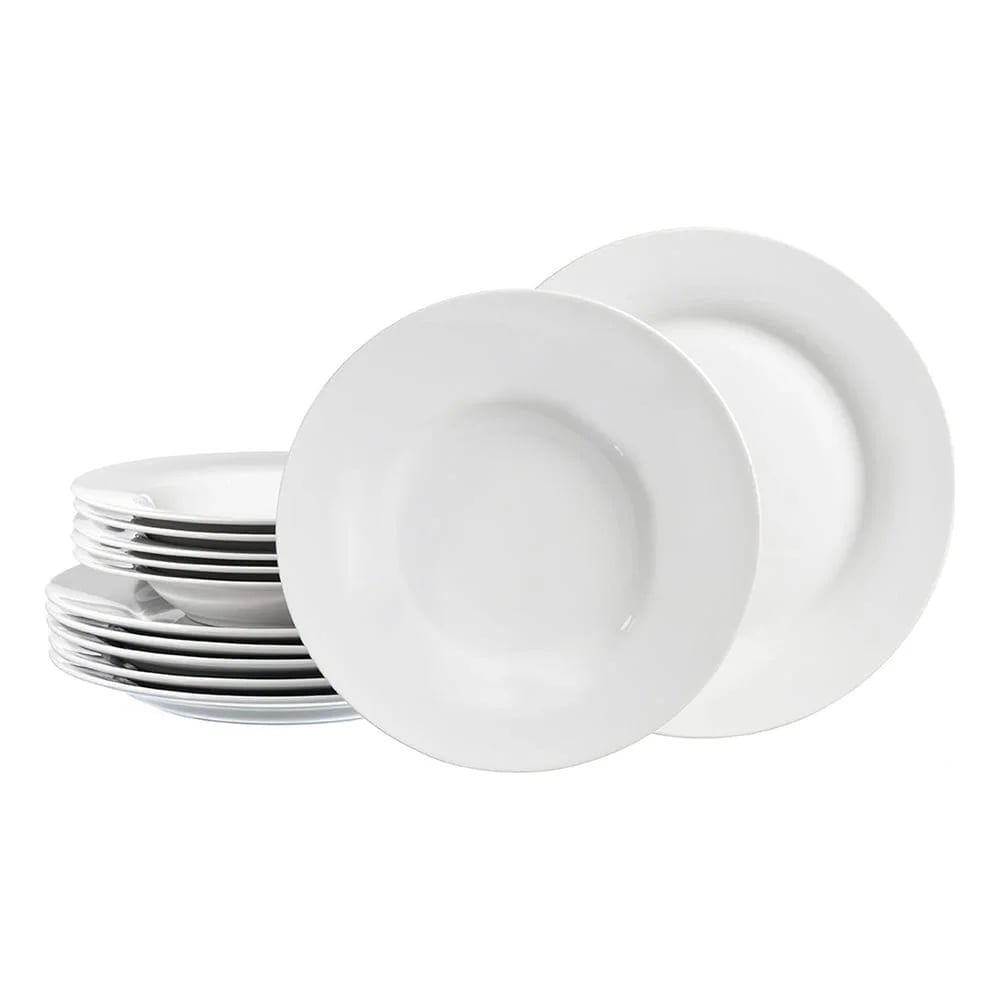 Juego De Vajilla Ceramica Blanco Plato Hondo Y Llano 12 Pzas
